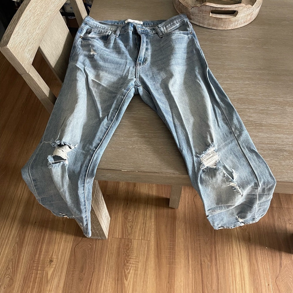 Kancan ripped blue straight jeans